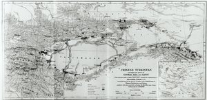 Kiinan Turkestanin kartta, Steinin teoksesta "On Ancient Central-Asian Tracks", julkaistu 1933